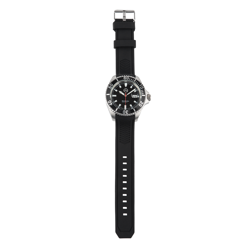 Black Steel Silicon Strap Watch